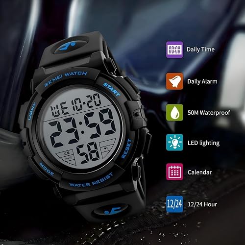 Watches for Men, LED Waterproof Digital Sports Military Tactical Watch
