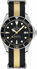 Certina, Mens, DS Action Gent, 40.5, mm, Synthetic, Automatic, Powermatic 80, Nivachron, Date, Watch, Black, Synthetic, C0484071805101